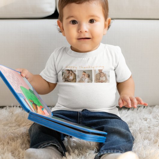 Modern Collage Foto & Happy Thanksgiving Baby T-shirt