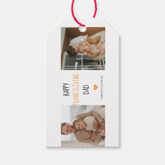 Modern Collage Foto & Happy Thanksgiving Dad Geschenkanhänger (Vorderseite)