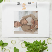 Modern Collage Foto & Happy Thanksgiving Dad Geschirrtuch (Gefaltet)