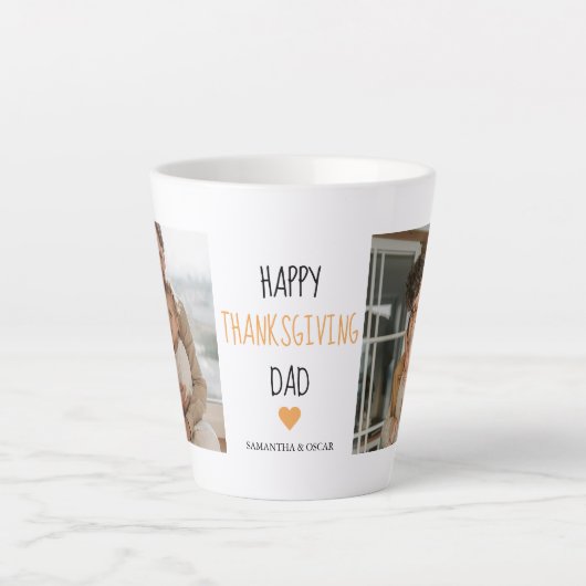 Modern Collage Foto & Happy Thanksgiving Dad Milchtasse (Vorderseite)