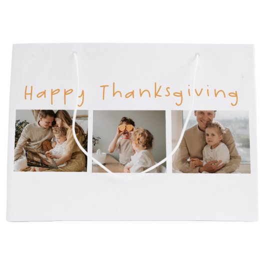 Modern Collage Foto & Happy Thanksgiving Große Geschenktüte (Vorderseite)