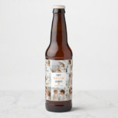 Modern Collage Foto Happy Thanksgiving Großvater Bierflaschenetikett (Vorderseite)