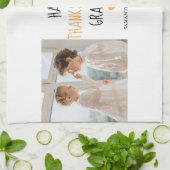 Modern Collage Foto Happy Thanksgiving Großvater Geschirrtuch (Gefaltet)