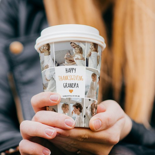 Modern Collage Foto Happy Thanksgiving Großvater Pappbecher