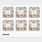 Modern Collage Foto Happy Thanksgiving Großvater Quadratischer Aufkleber (Blatt)