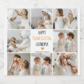Modern Collage Foto Happy Thanksgiving Oma Bierflaschenetikett (Einzelnes Label)