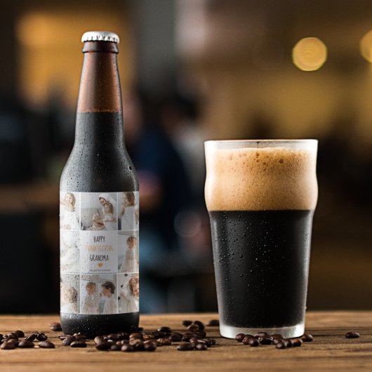 Modern Collage Foto Happy Thanksgiving Oma Bierflaschenetikett