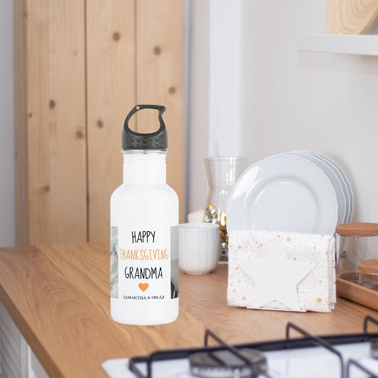 Modern Collage Foto Happy Thanksgiving Oma Edelstahlflasche