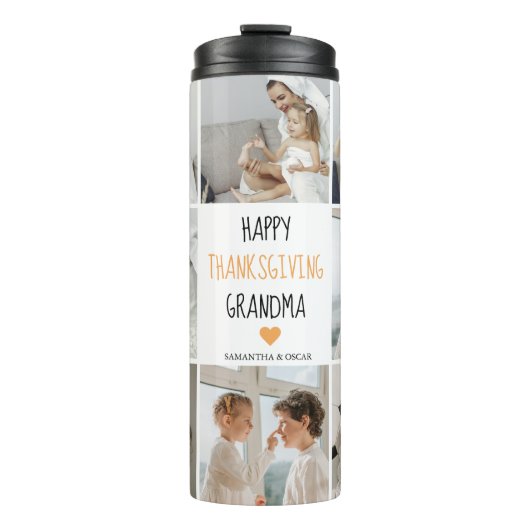 Modern Collage Foto Happy Thanksgiving Oma Thermosbecher (Vorderseite)