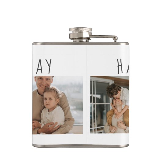 Modern Collage Foto & Happy Vathers Day Bestes Ges Flachmann (Rückseite)