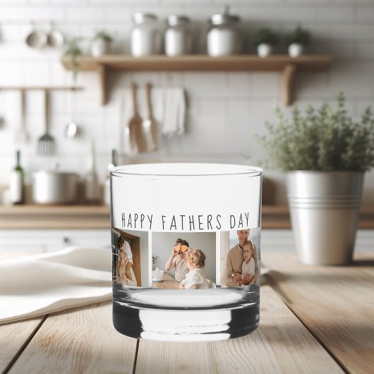 Modern Collage Foto & Happy Vathers Day Bestes Ges Whiskyglas