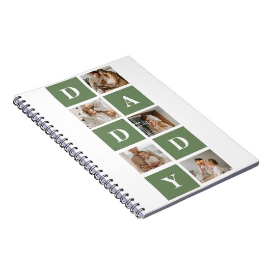 Modern Collage Foto & Happy Vathers Day Geschenk Notizblock (Rechte Seite)