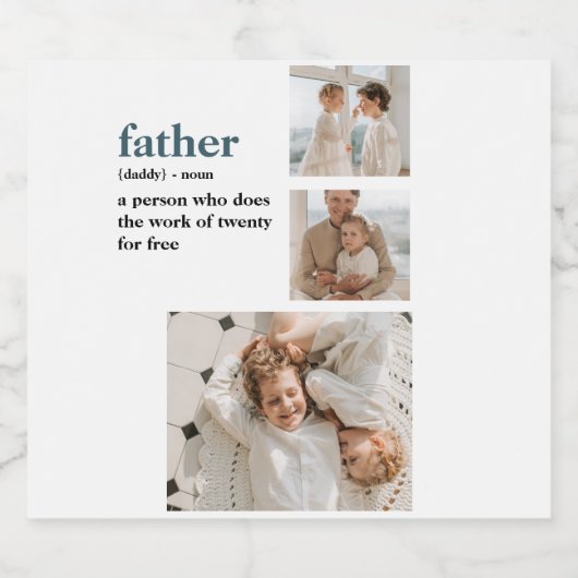 Modern Collage Foto Happy Vathers Day Gift Bierflaschenetikett (Einzelnes Label)