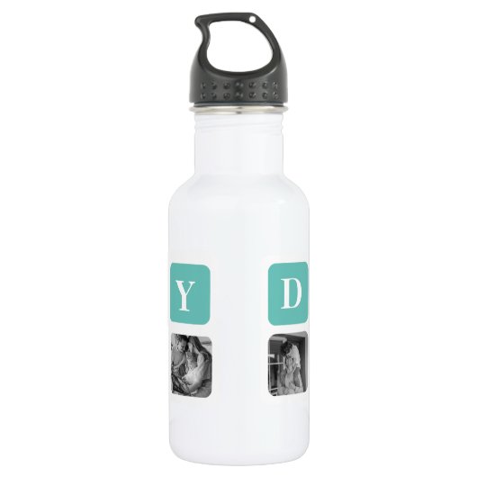 Modern Collage Foto Happy Vathers Day Gift Edelstahlflasche (Rückseite)