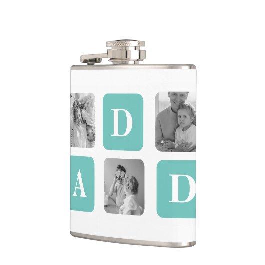 Modern Collage Foto Happy Vathers Day Gift Flachmann (Links)