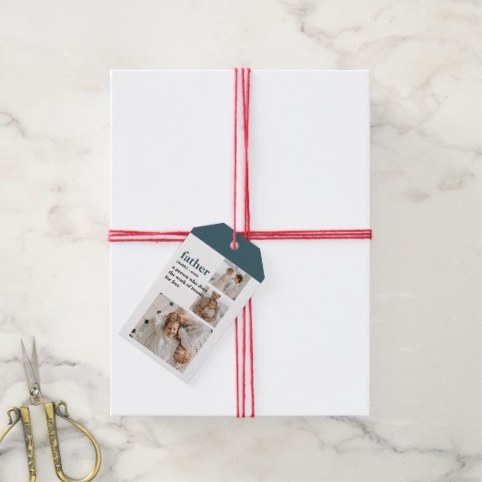 Modern Collage Foto Happy Vathers Day Gift Geschenkanhänger (Mit Garn)