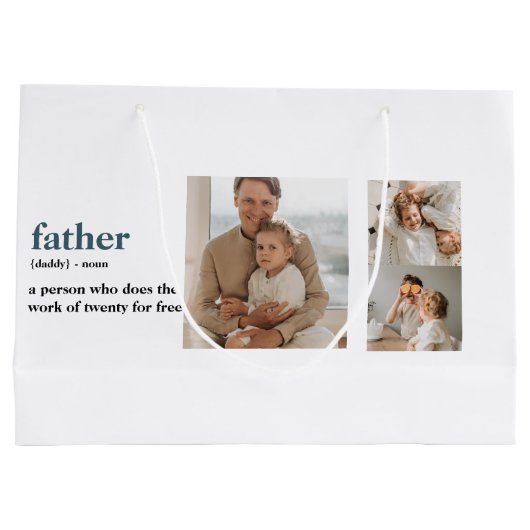 Modern Collage Foto Happy Vathers Day Gift Große Geschenktüte (Rückseite)