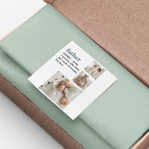 Modern Collage Foto Happy Vathers Day Gift Quadratischer Aufkleber