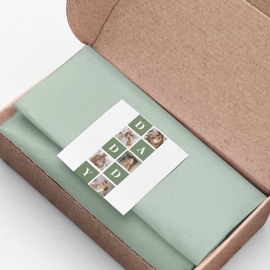Modern Collage Foto & Happy Vathers Day Gift Quadratischer Aufkleber