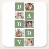 Modern Collage Foto & Happy Vathers Day Gift Rechteckiger Pappuntersetzer (Vorderseite)