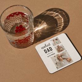 Modern Collage Foto Happy Vathers Day Gift Rechteckiger Pappuntersetzer