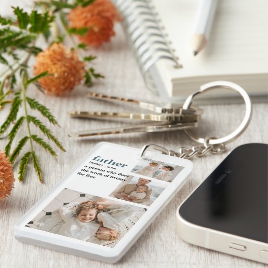 Modern Collage Foto Happy Vathers Day Gift Schlüsselanhänger (Vorderseite rechts)