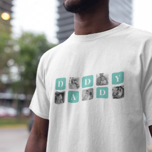Modern Collage Foto Happy Vathers Day Gift T-Shirt
