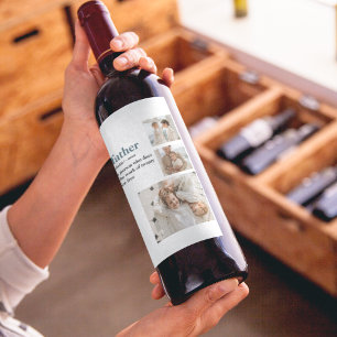 Modern Collage Foto Happy Vathers Day Gift Weinetikett