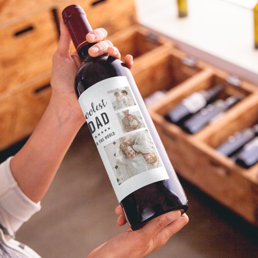 Modern Collage Foto Happy Vathers Day Gift Weinetikett