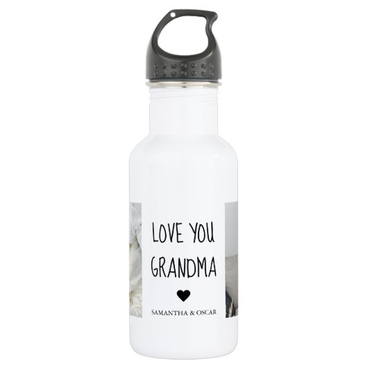 Modern Collage Foto Liebe Ihr Oma Bestes Geschenk Edelstahlflasche (Vorderseite)
