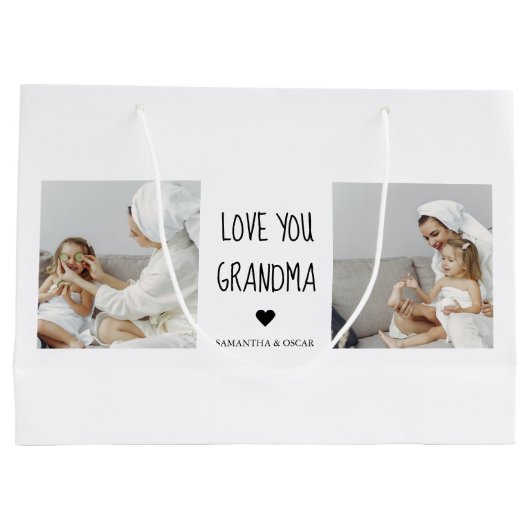 Modern Collage Foto Liebe Ihr Oma Bestes Geschenk Große Geschenktüte (Rückseite)