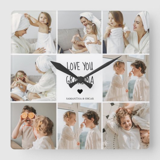 Modern Collage Foto Liebe Ihr Oma Bestes Geschenk Quadratische Wanduhr (Vorderseite)