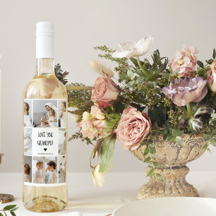 Modern Collage Foto Liebe Ihr Oma Bestes Geschenk Weinetikett