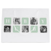 Modern Collage Foto Mint & Happy VathersDay-Gesche Große Geschenktüte (Vorderseite)