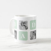 Modern Collage Foto Mint & Happy VathersDay-Gesche Kaffeetasse (Vorderseite Links)