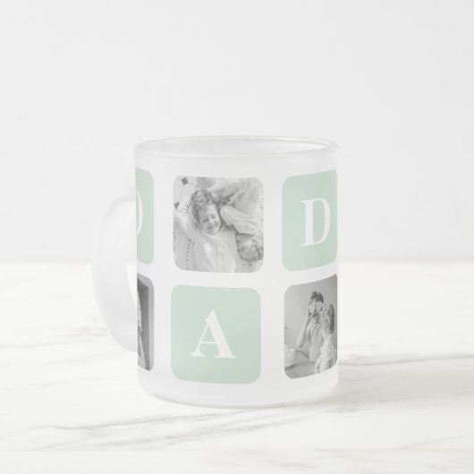 Modern Collage Foto Mint & Happy VathersDay-Gesche Mattglastasse (Vorderseite Links)
