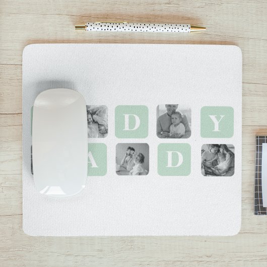 Modern Collage Foto Mint & Happy VathersDay-Gesche Mousepad