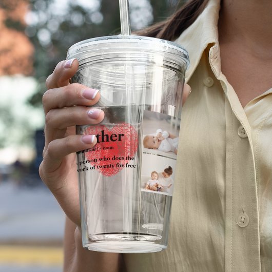 Modern Collage Foto & Red Heart Mother Gift Acryltrinkbecher