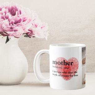 Modern Collage Foto & Red Heart Mother Gift Kaffeetasse