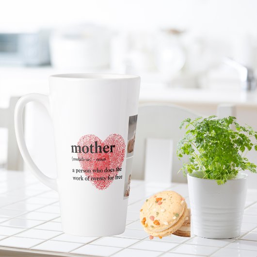 Modern Collage Foto & Red Heart Mother Gift Milchtasse