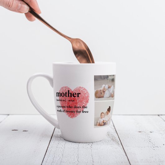 Modern Collage Foto & Red Heart Mother Gift Milchtasse