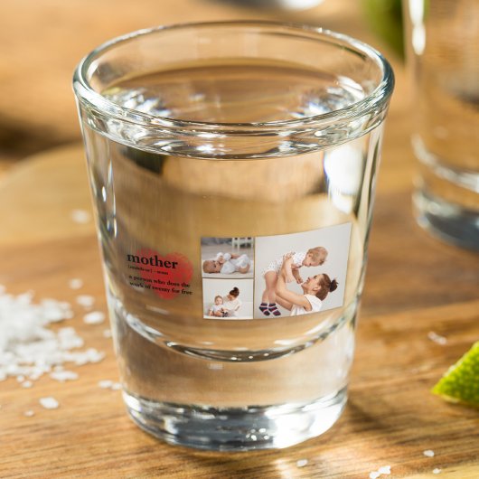 Modern Collage Foto & Red Heart Mother Gift Schnapsglas