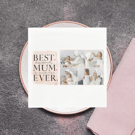 Modern Collage Foto von Pink Happy Mothers Day Serviette