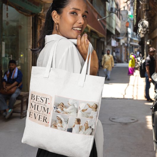 Modern Collage Foto von Pink Happy Mothers Day Tasche