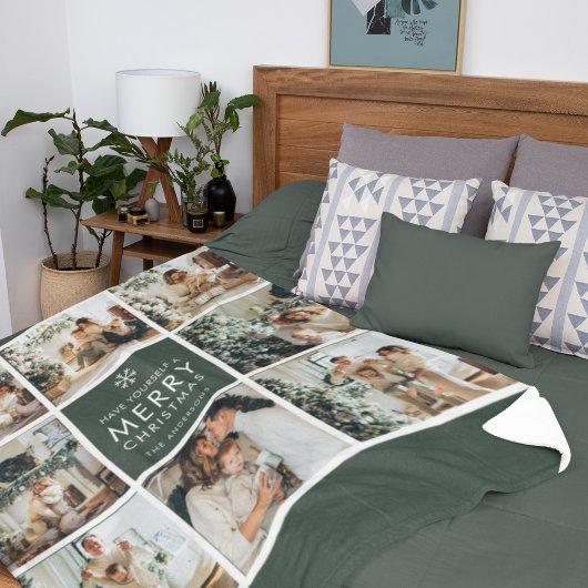 Modern Collage “Merry Christmas” Multi Photo Fleecedecke