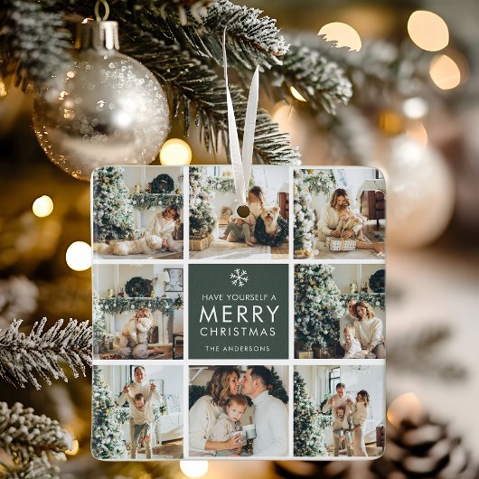 Modern Collage “Merry Christmas” Multi Photo Keramikornament