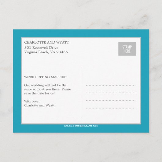 Modern Collage Save the Date Postcard Ankündigungspostkarte (Rückseite)