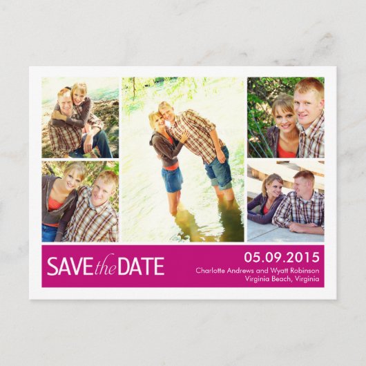 Modern Collage Save the Date Postcard Ankündigungspostkarte (Vorderseite)