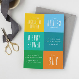 Modern Color Block Baby Shower Invitation