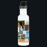 Modern Color block Family Photo Collage Edelstahlflasche<br><div class="desc">This custom photo collage water bottle features stylish color blocks and typography with a yellow,  pink & teal green color theme. Replace these 4 photo collages with yours and personalize the text with your family name and initials. More designs available at my shop BaraBomDesign.</div>